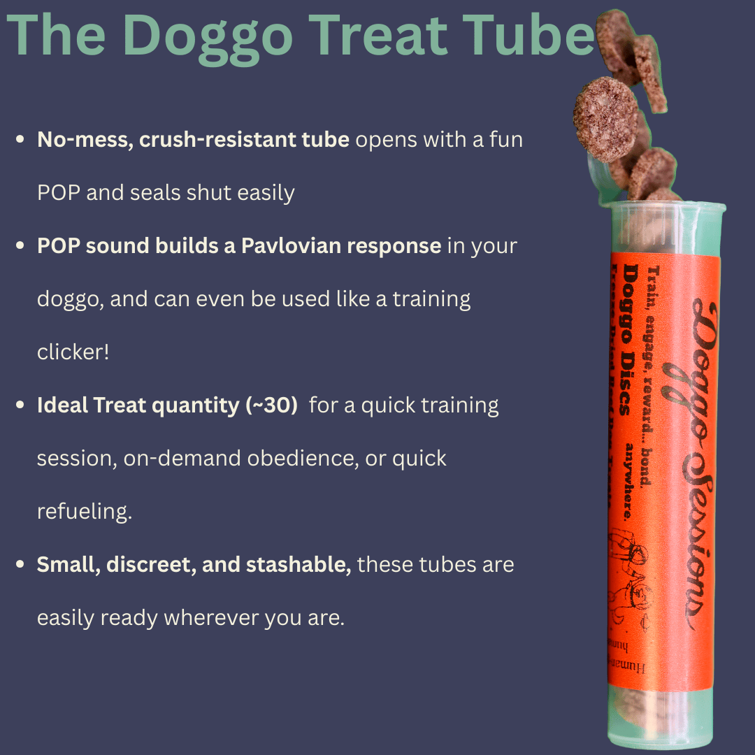 text description dog treat carrier tube